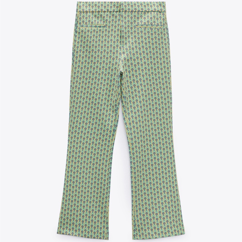 Zara Green print mini flare pants